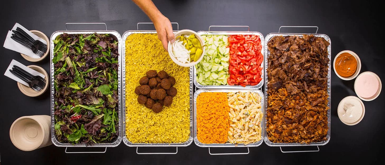 A catering spread laid out for an event