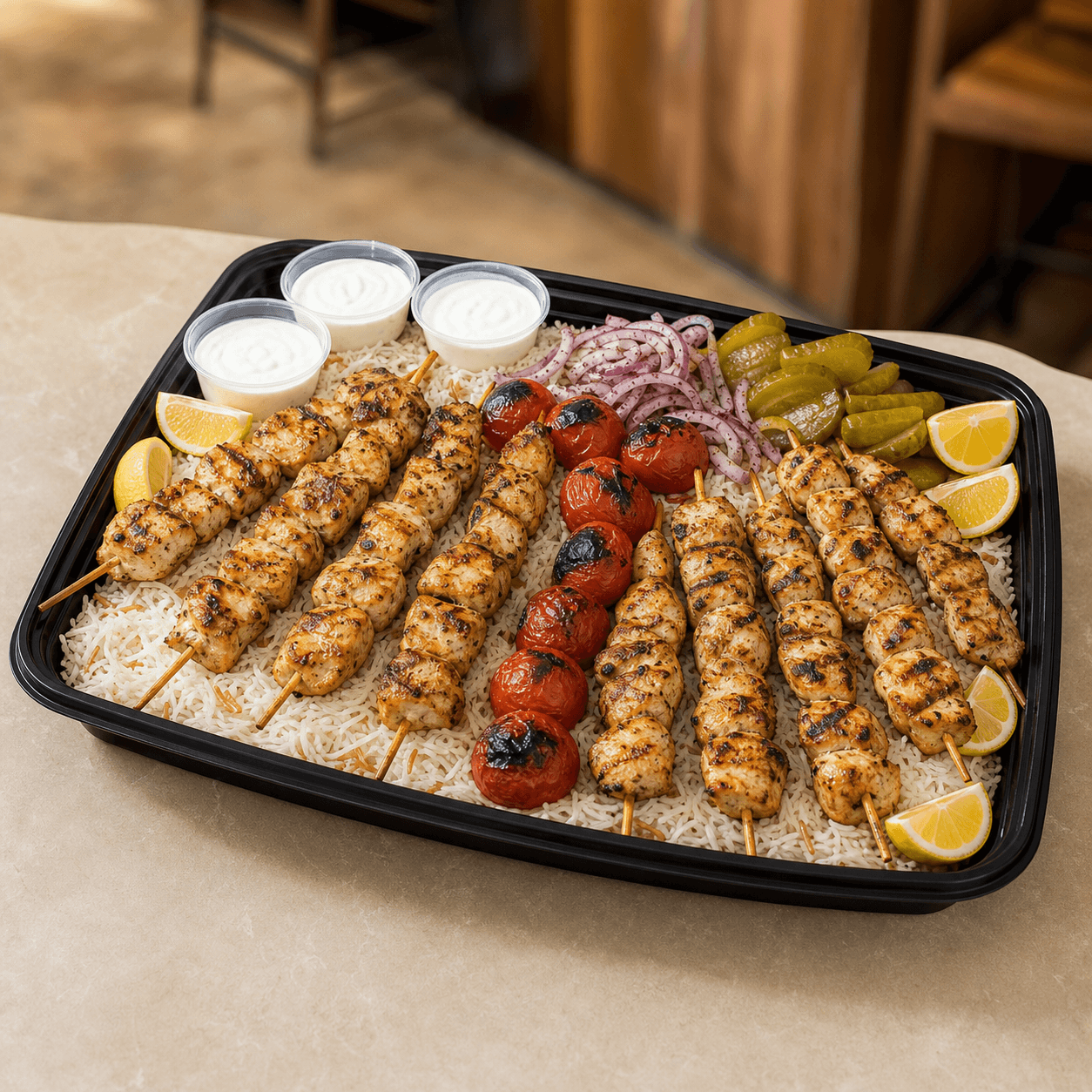 Chicken Kabob & Rice Catering Tray