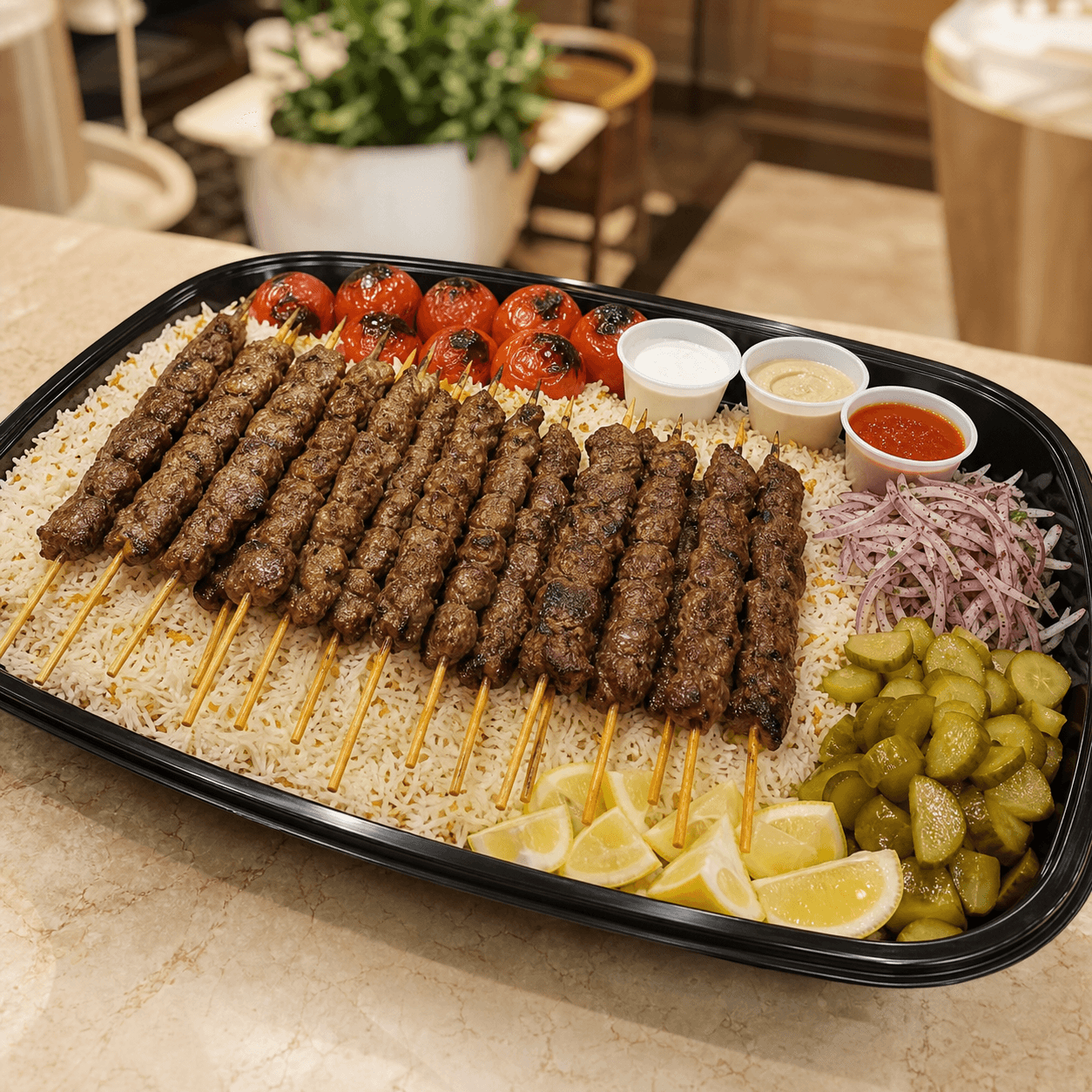 Beef Kabob & Rice Catering Tray